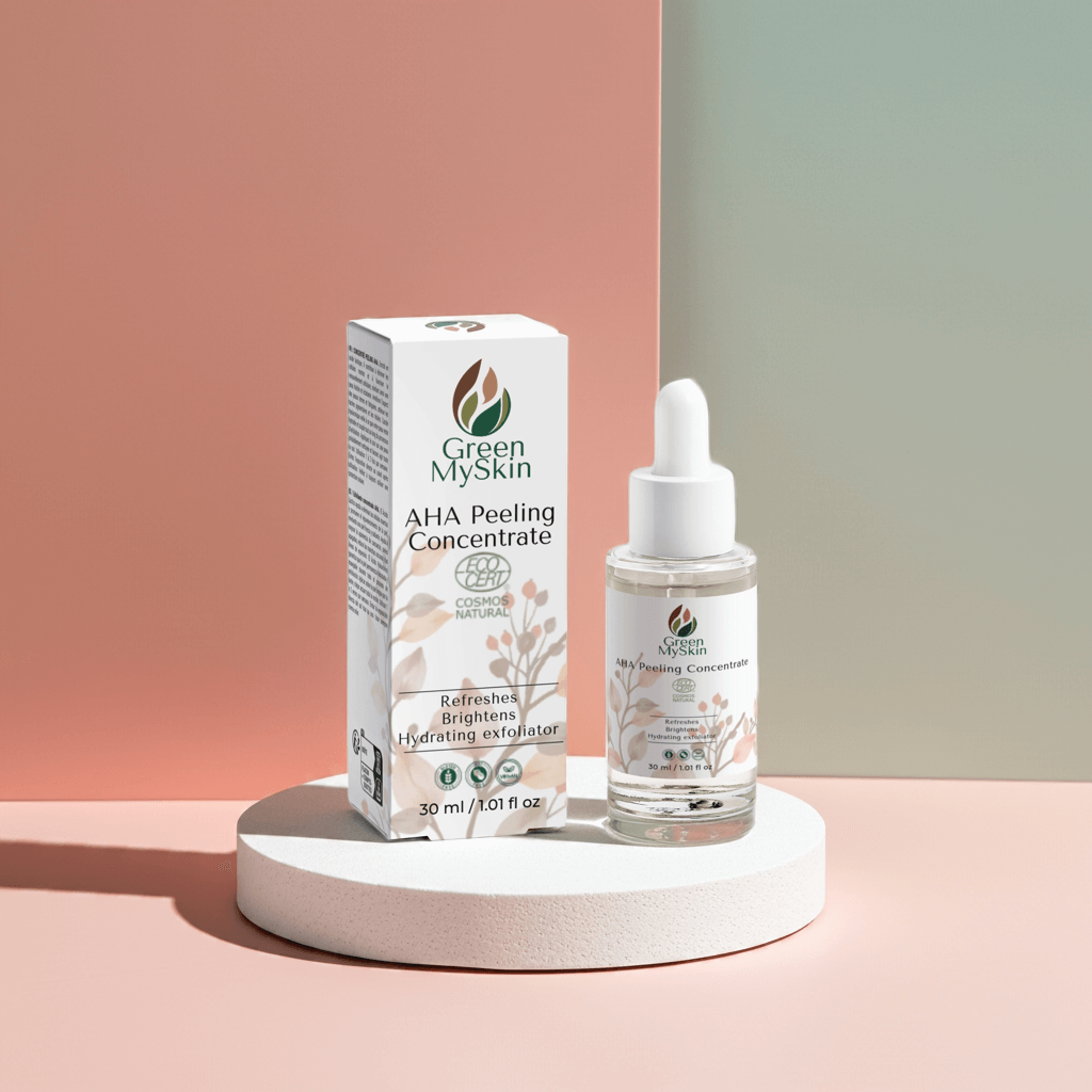 Green My Skin's Cosmos Natural AHA Peeling Concentrate for exfoliating and hydrating skincare, available now at greenmyskin.com.