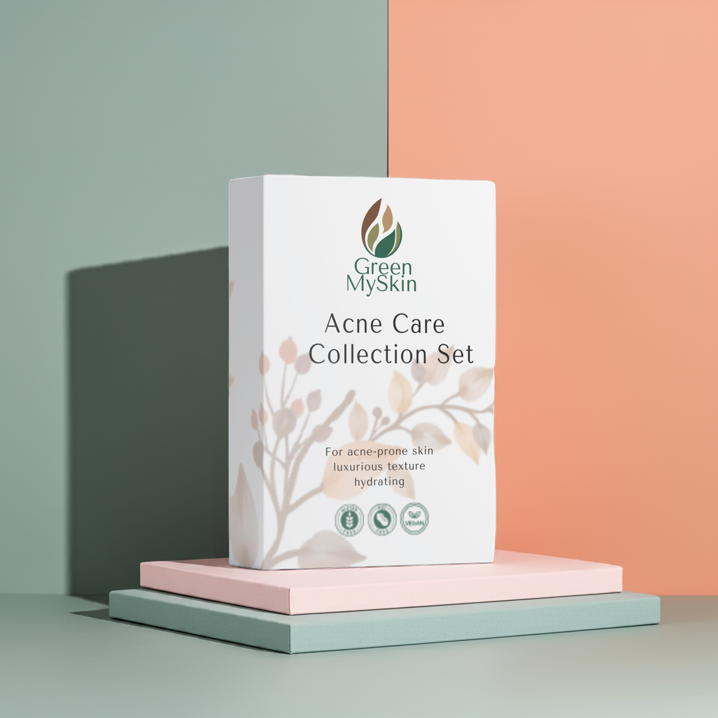 acne-care Collection Box from greenmyskin.com, featuring a curated set of products to target acne, reduce blemishes, and promote clear, healthy skin. Suitable for all skin types.