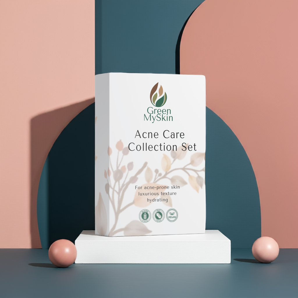 acne-care Collection Box from greenmyskin.com, featuring a curated set of products to target acne, reduce blemishes, and promote clear, healthy skin. Suitable for all skin types.