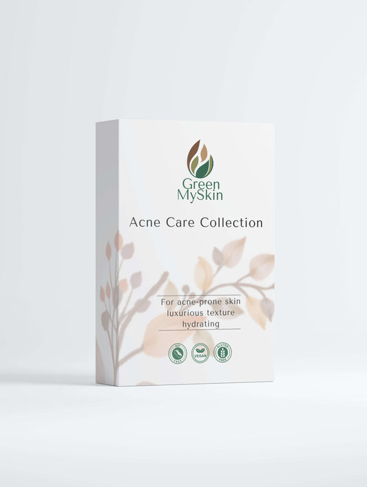 acne-care Collection Box from greenmyskin.com, featuring a curated set of products to target acne, reduce blemishes, and promote clear, healthy skin. Suitable for all skin types.