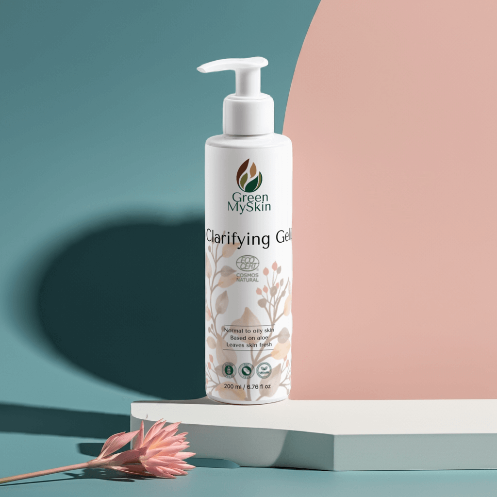 Organic, cruelty-free vegan clarifying gel (COSMOS natural) at greenmyskin.com. Targets blemishes, reduces inflammation, and promotes clear skin.