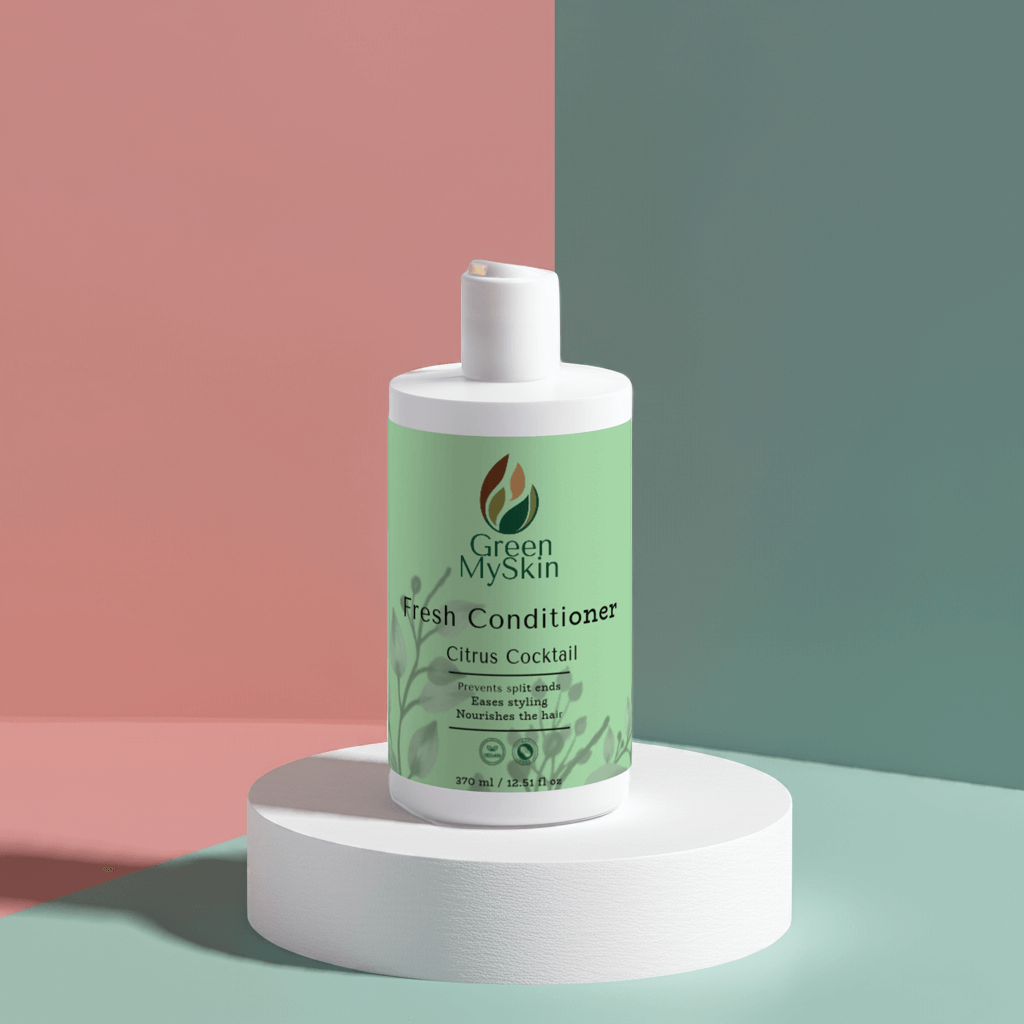 Citrus Cocktail fresh-conditioner for hair care in lush setting.