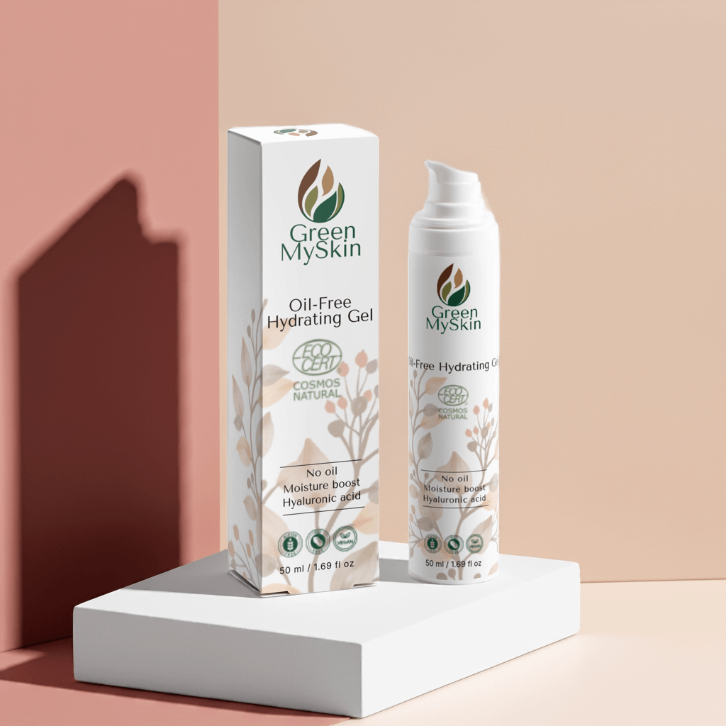 Vegan, oil-free hydrating gel (COSMOS natural certified) from greenmyskin.com, with organic, cruelty-free ingredients to refresh, hydrate, and balance skin without clogging pores.