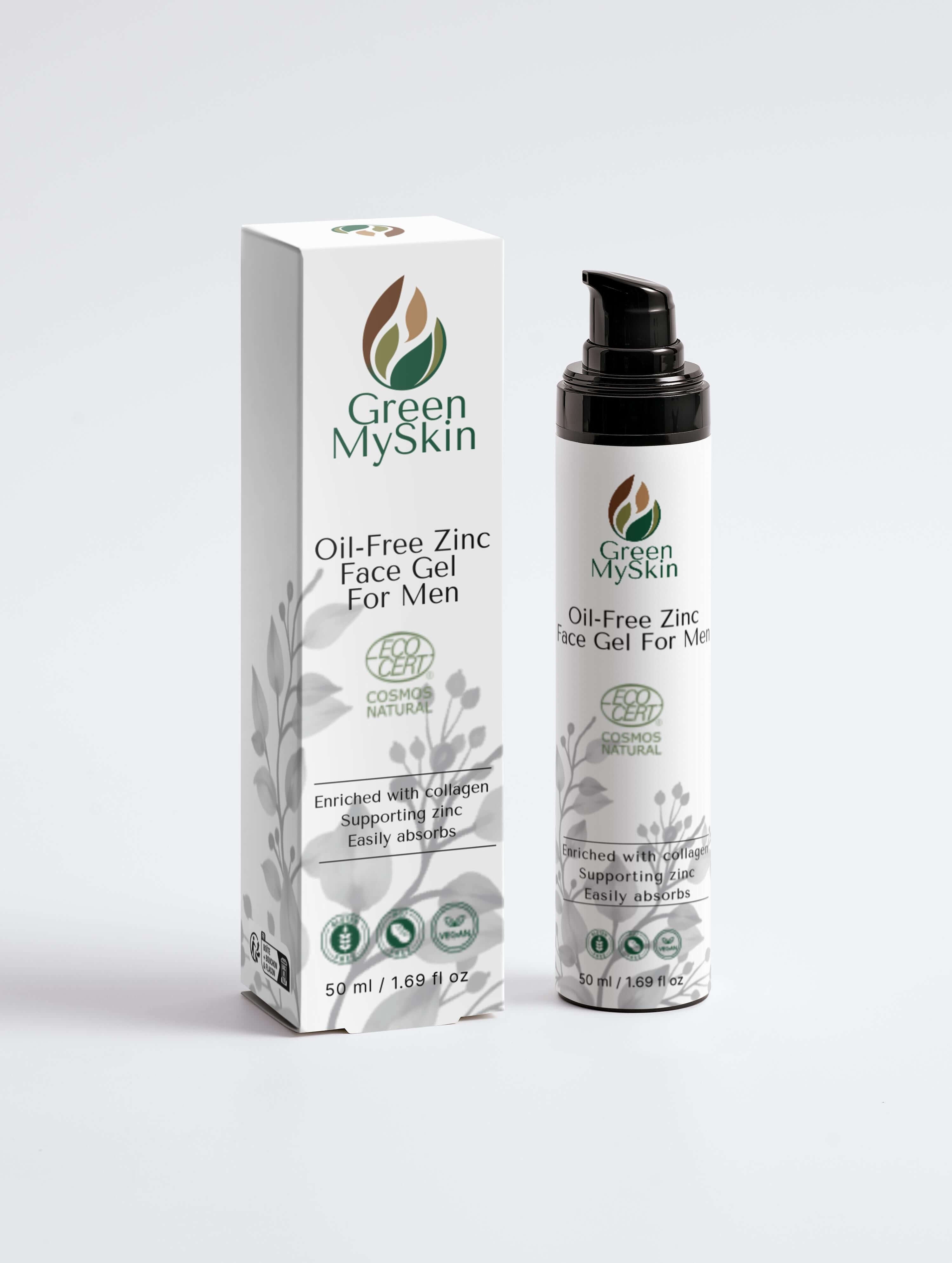 Oil-Free Zinc Face Gel for Men - Hydrating & Youthful Skin – Green