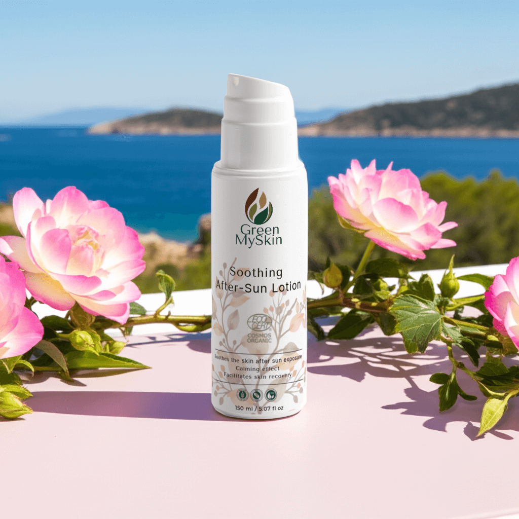 Soothing After-Sun Lotion bottle with nourishing relief for sun-exposed skin.