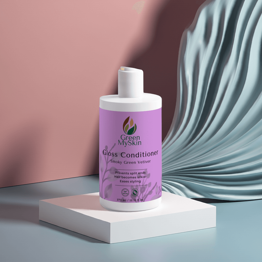 gloss-conditioner Smoky Green Vetiver bottle for smoother, silkier hair
