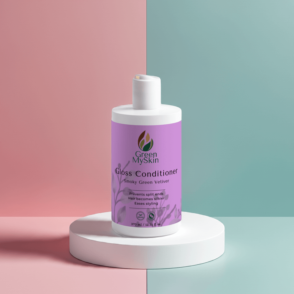 gloss-conditioner Smoky Green Vetiver bottle for smoother, silkier hair
