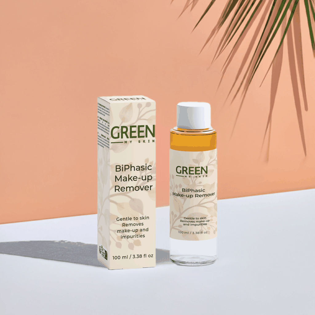 BiPhasic Make-up Remover bottle and packaging, a gentle cleanser for sensitive skin, designed to remove make-up and impurities effectively.