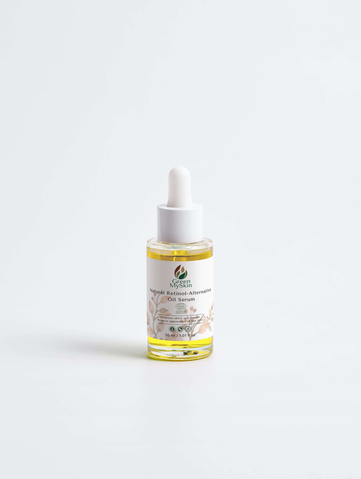 Boxed and bottled natural retinol alternative oil serum that aids in skin renewal and promoting an even tone.