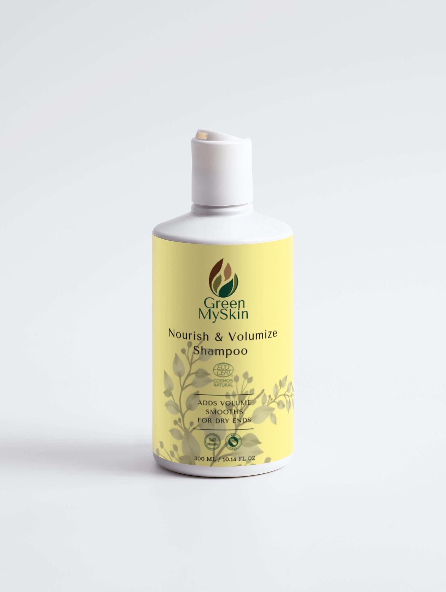 nourish-and-volumize-shampoo bottle for dry hair, adds volume and smooths dry ends.