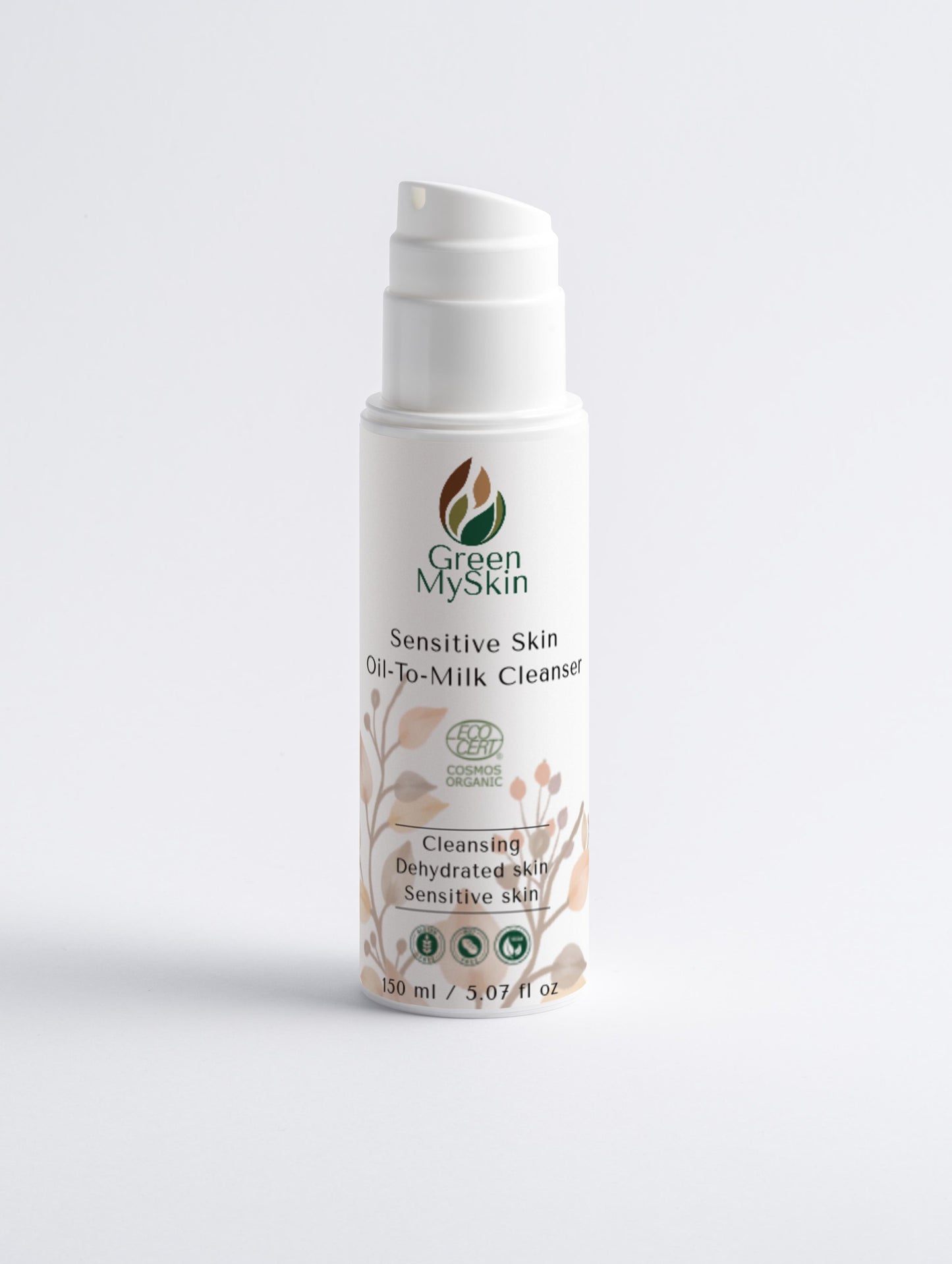 Green My Skin skincare sensitive skin oil to milk cleanser product on a white background