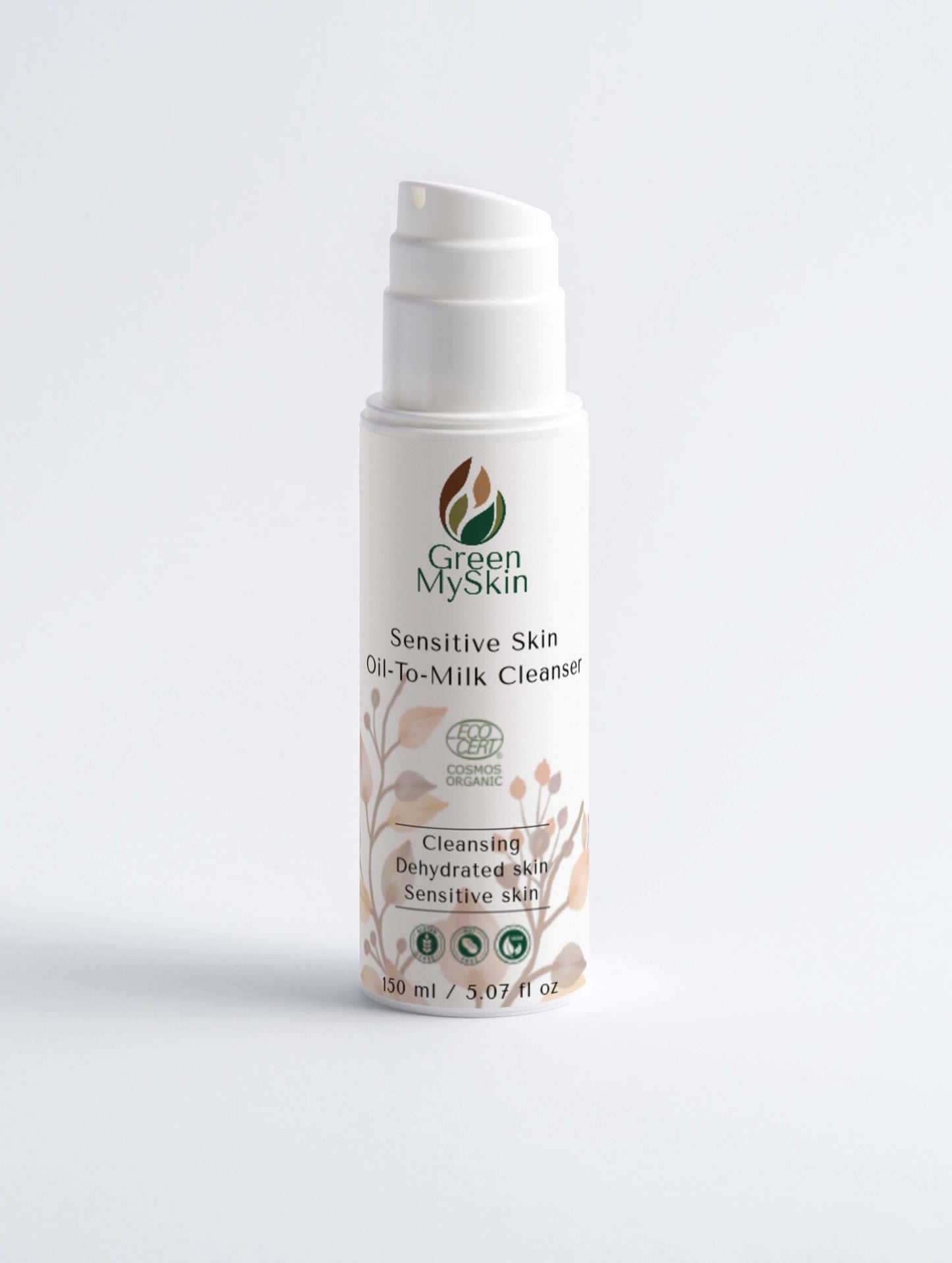 Green My Skin skincare sensitive skin oil to milk cleanser product on a white background