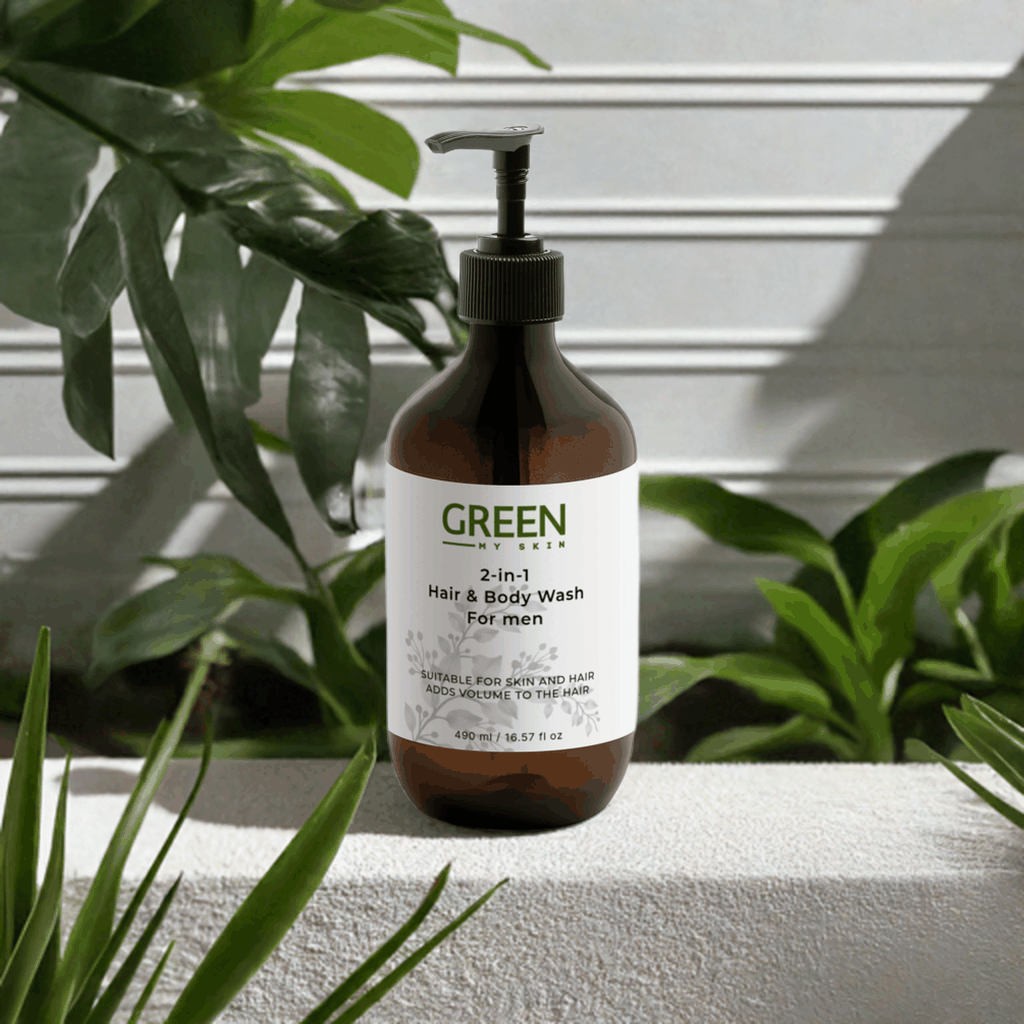 2-in-1-hair-body-wash for men, enriched with Betaine and Wheat Protein, cleanses and strengthens hair and skin, perfect for all skin types.