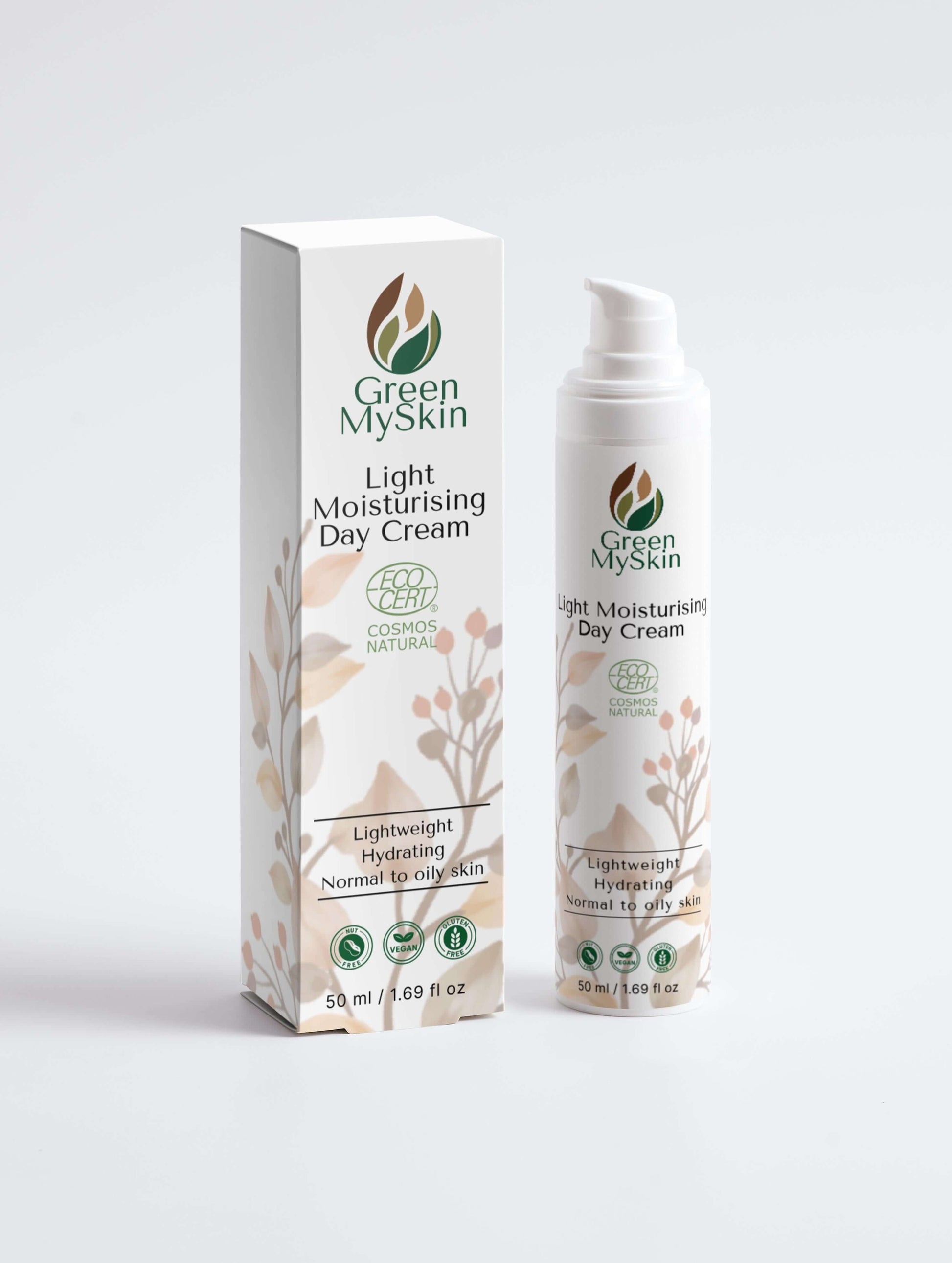 Bottle of light moisturising day cream, COSMOS Natural, found on greenmyskin.com