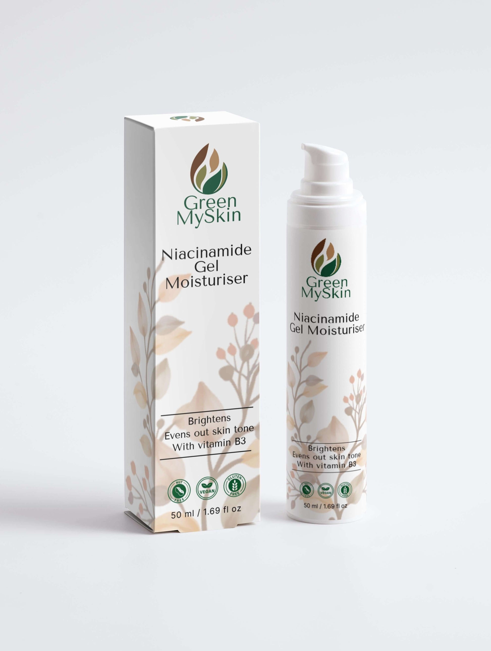 COSMOS Natural Niacinamide Gel Moisturizer by Green My Skin. Nourishing day cream for hydrated, radiant skin..