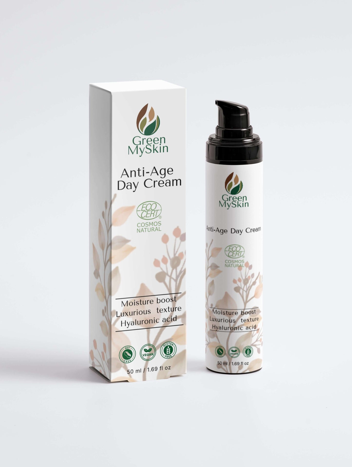 Anti-Age Day Cream by Green MySkin for moisture boost, luxurious texture, and hyaluronic acid for youthful skin.