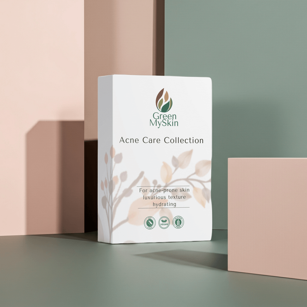 White box of Green My Skin Acne Care Collection on a neutral background