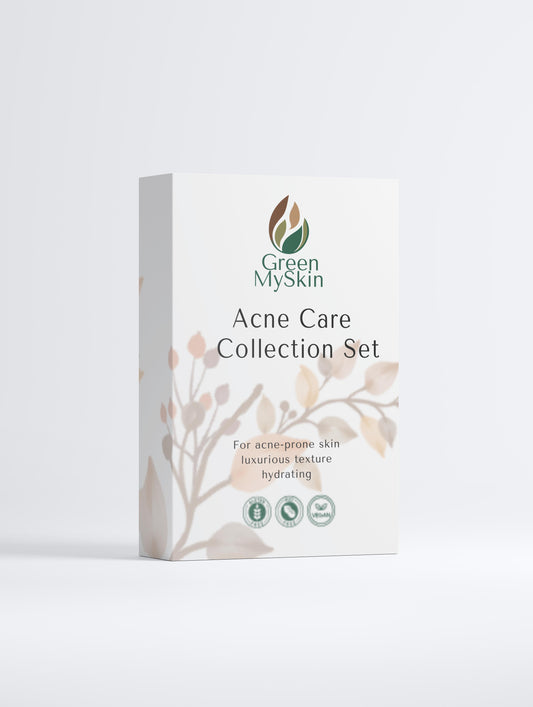 acne-care Collection Box from greenmyskin.com, featuring a curated set of products to target acne, reduce blemishes, and promote clear, healthy skin. Suitable for all skin types.