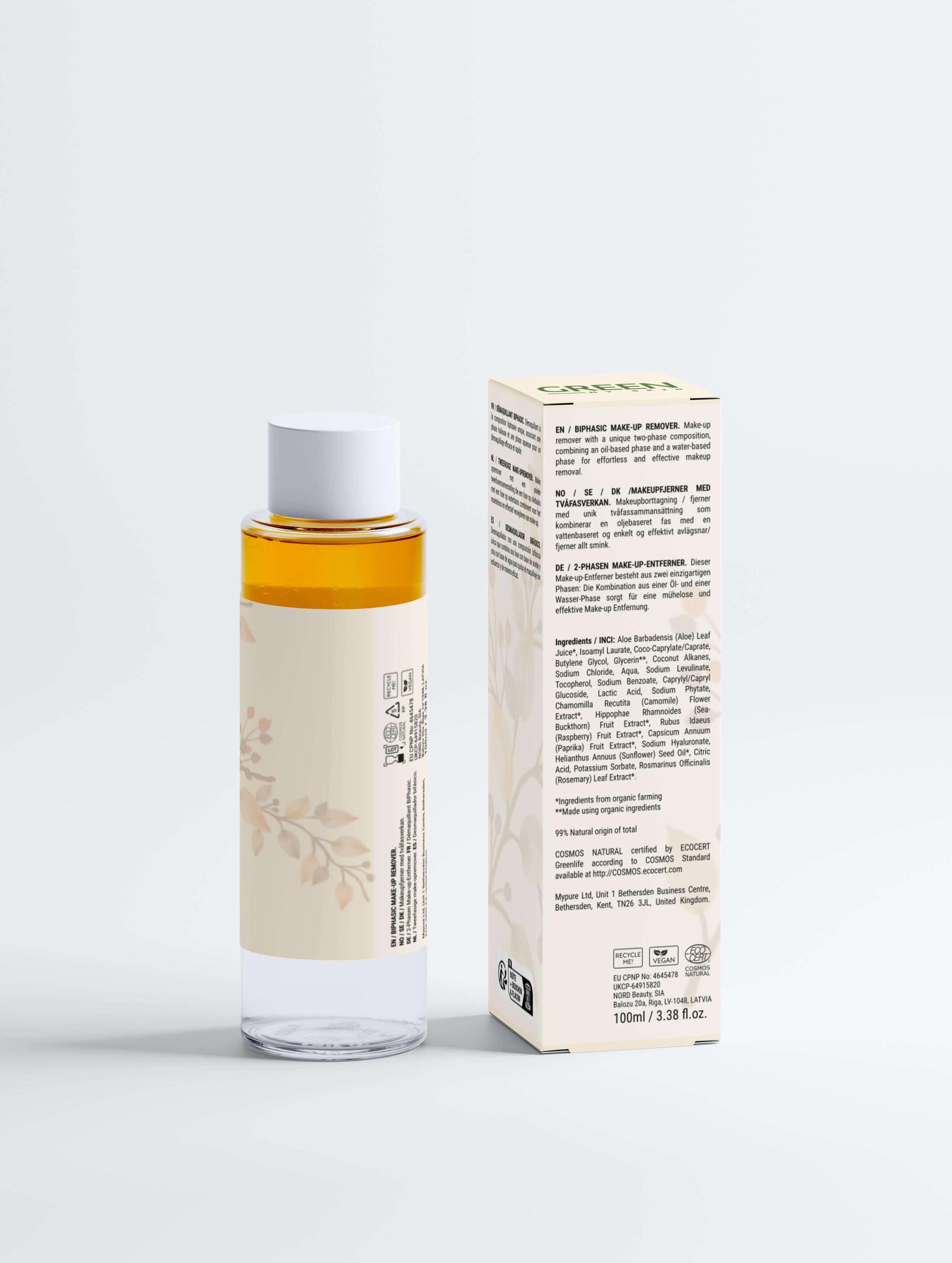 BiPhasic Make-up Remover bottle and packaging for sensitive skin.