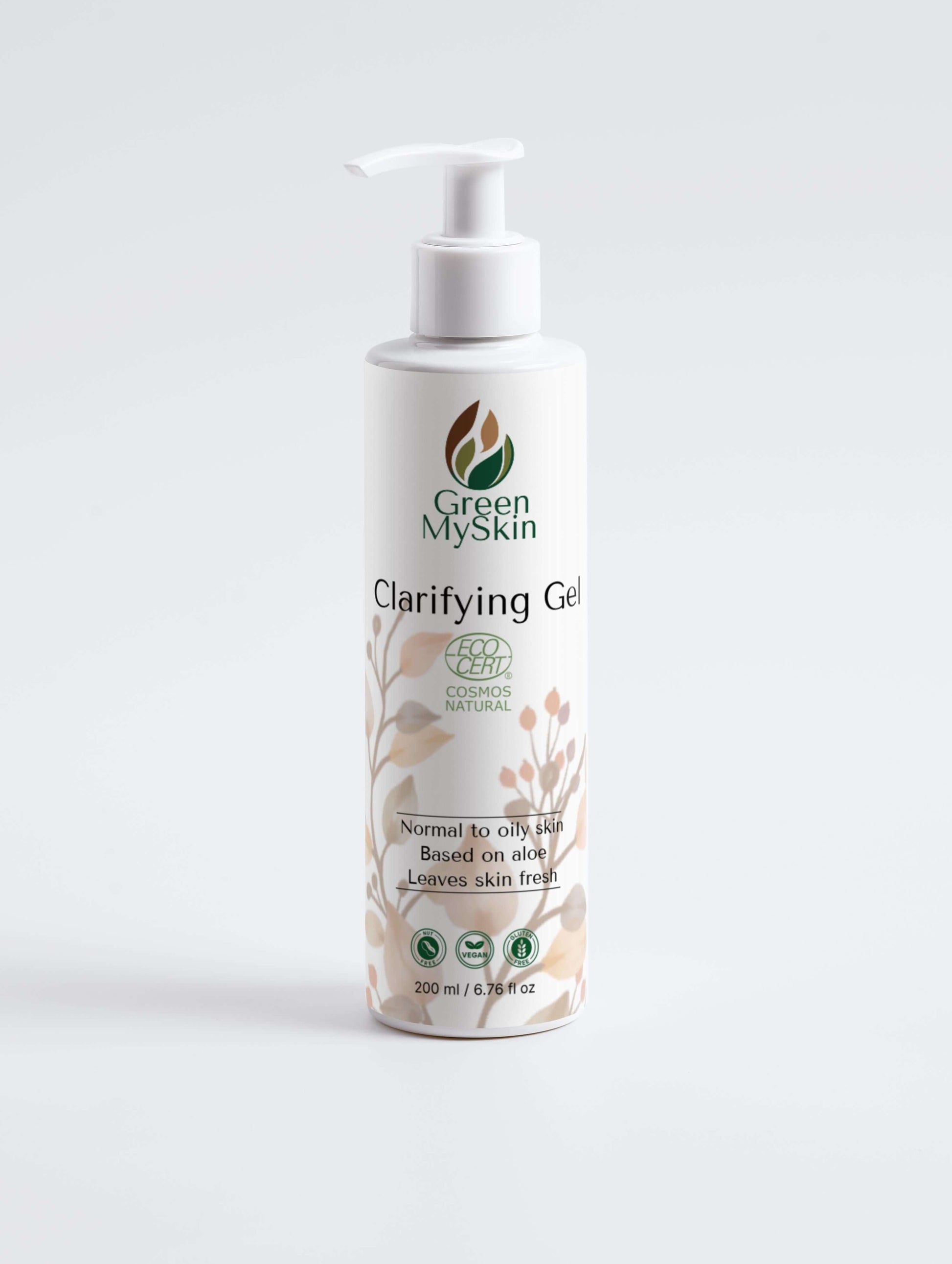 Clarifying Gel Cleanser for oily skin by Green My Skin, 200ml bottle, leaves skin fresh and balanced.