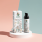 Hydrating serum bottle and box with green leaves background for radiant skin.