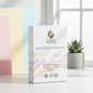 Green My Skin Acne Care Collection box on a white surface with pastel-colored boxes and a plant in the background.