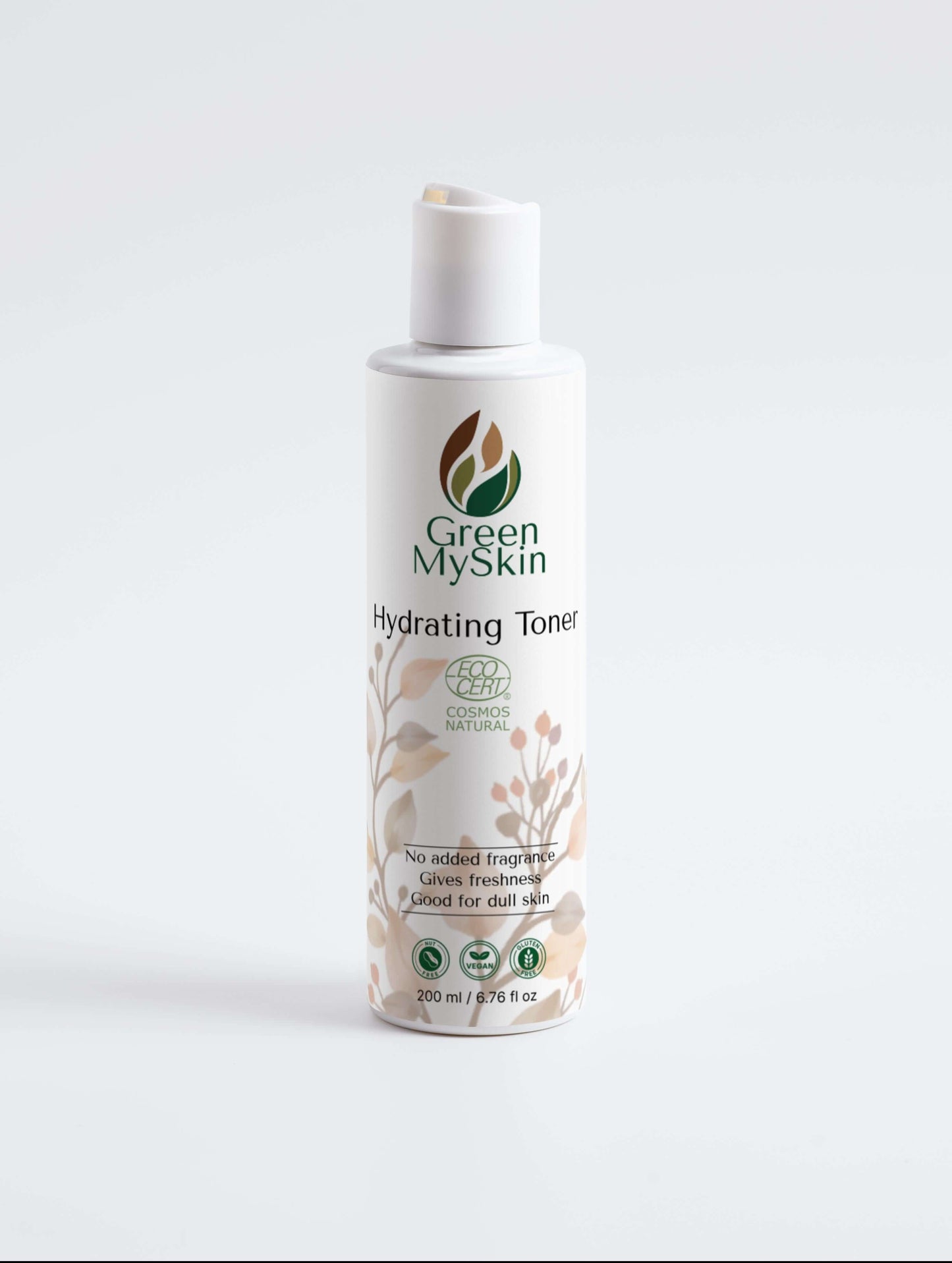 Hydrating toner bottle with hyaluronic acid, ideal for radiant and moisturized skin.