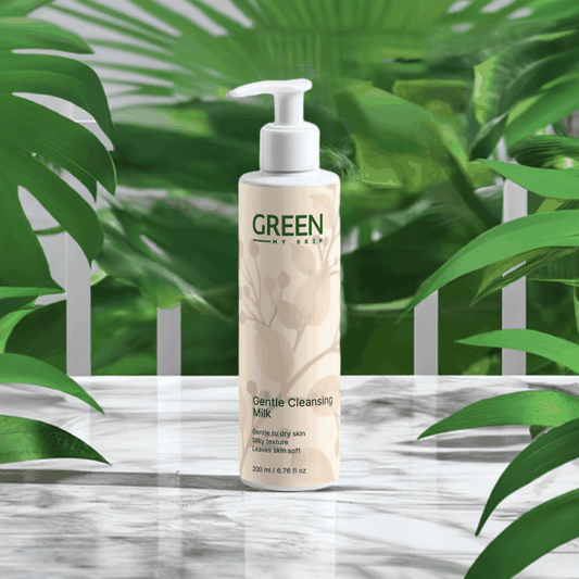 Gentle Cleansing Milk Cleanser for smooth, silky skin in a natural setting.