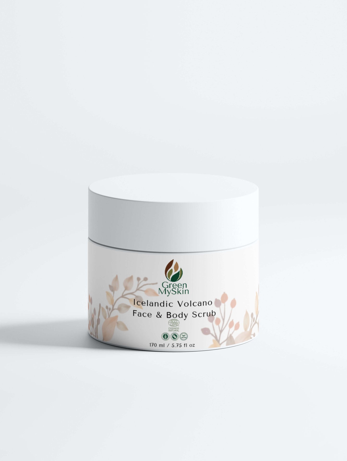 Jar of Icelandic Volcano Face & Body Scrub on a white background