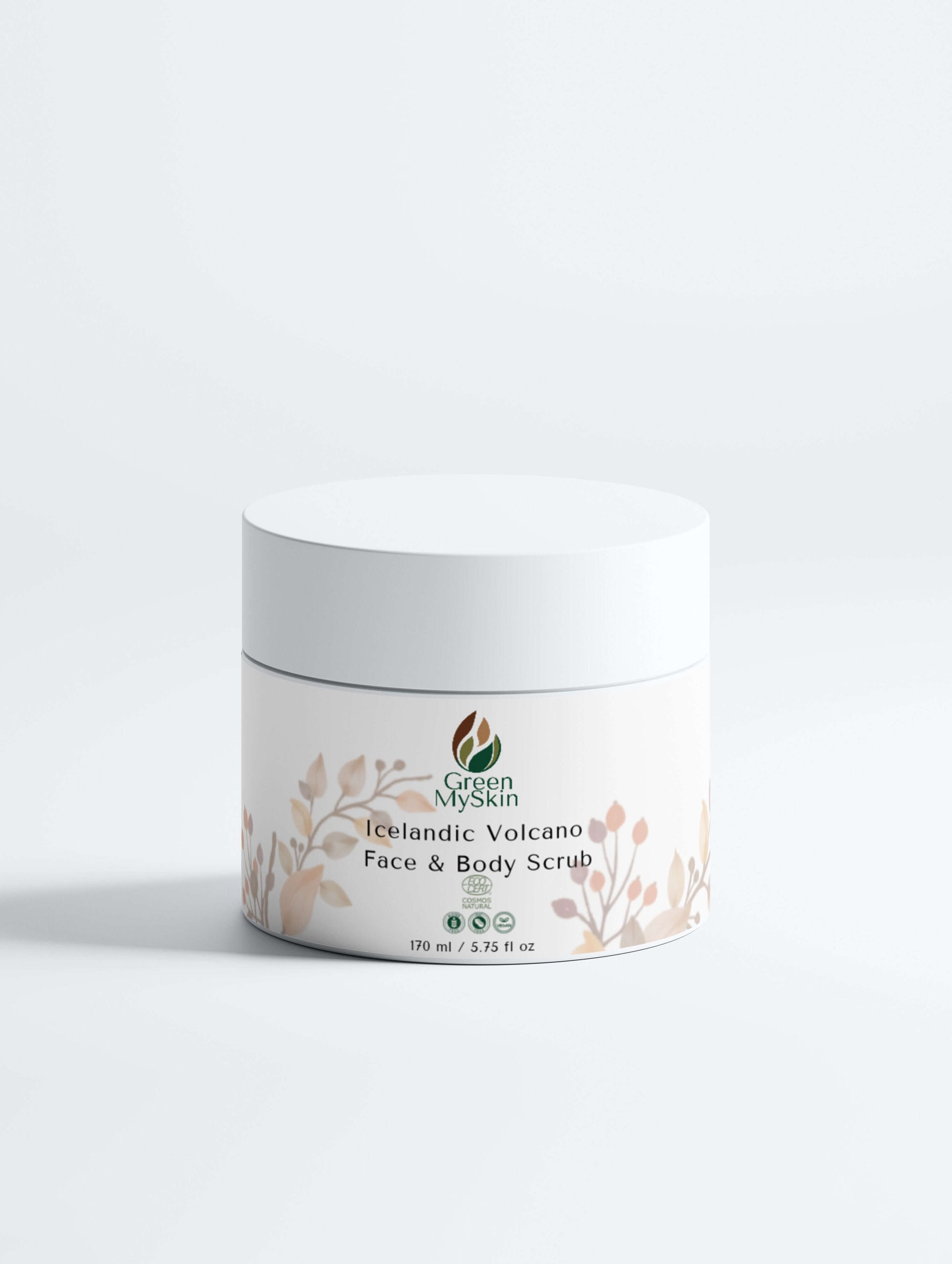 Jar of Icelandic Volcano Face & Body Scrub on a white background